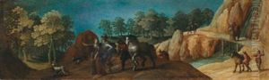 Gebirgslandschaft Mit Einer Jagdgesellschaft Gebirgslandschaft Mit Einer Jagdgesellschaft