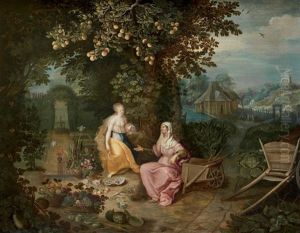 Chevreuils Dans Un Paysage De Cascade by Joos de Momper the Younger