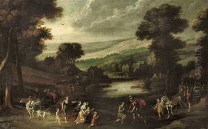 An Extensive Wooded Landscape With The Reconciliation Of Jacob And Esau An Extensive Wooded Landscape With The Reconciliation Of Jacob And Esau