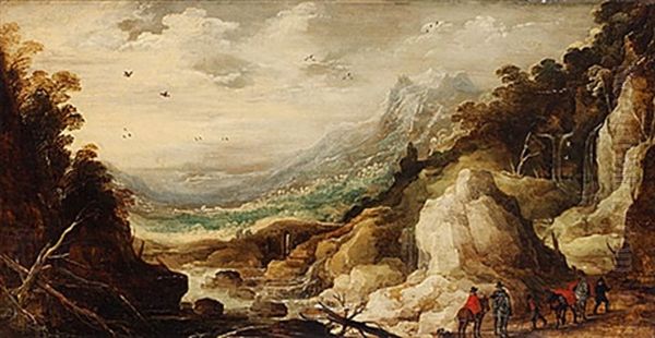 Bergslandskap Med Ryttare - view 1