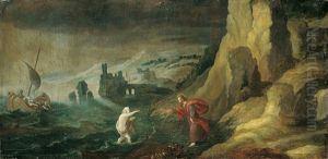 Kustenlandschaft Mit Biblischer Staffage (jesus Und Der Im Wasser Versinkende Petrus) Kustenlandschaft Mit Biblischer Staffage (jesus Und Der Im Wasser Versinkende Petrus)