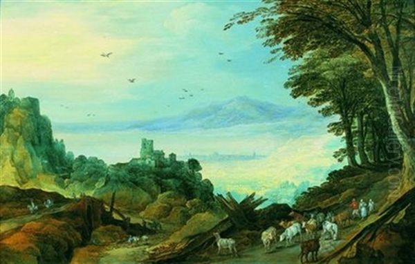Berger Conduisant Son Troupeau Dans Un Paysage Lacustre (collab. W/jan Breughel The Younger) - view 1