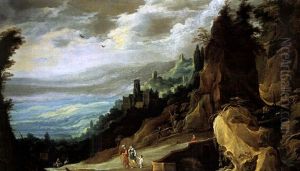 Felsige Gebirgslandschaft Mit Wanderern (collab. W/hans Jordaens Iii)