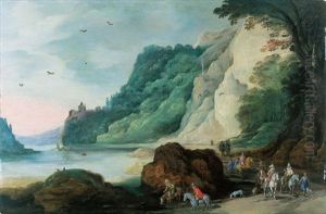 A Mountainous Landscape With Horsemen And Other Figures Beside A River (collab. W/jan Brueghel The Younger)
