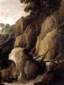 A Rocky Torrent With Fishermen by Joos de Momper the Younger