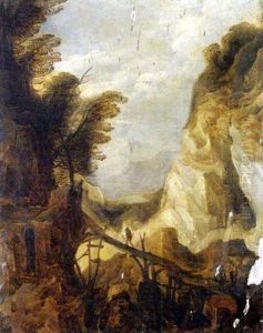 A Mountainous Landscape With Travellers On A Bridge A Mountainous Landscape With Travellers On A Bridge