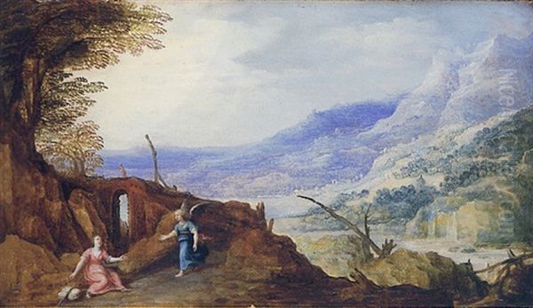 An Extensive Mountainous Landscape With An Angel Appearing To Hagar - view 1
