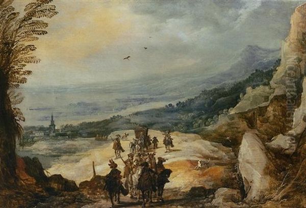 A Mountainous Landscape With Militiamen Protecting A Carriage - view 1