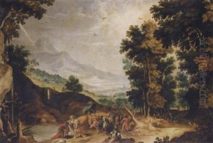 A River Landscape With Saint Philip Baptising The Moor