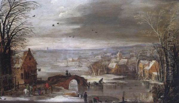 Paysage De Neige Avec Un Fleuve - view 1