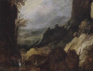 Berglandschaft Mit Reitern Und Wanderern by Joos de Momper the Younger