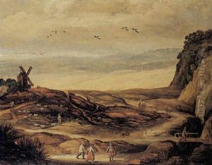 Paesaggio Marino Con Mulino A Vento E Figure In Primo Piano by Joos de Momper the Younger