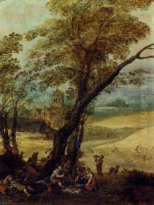 Summer: An Extensive Landscape With Harvesters Resting Beneath A Tree