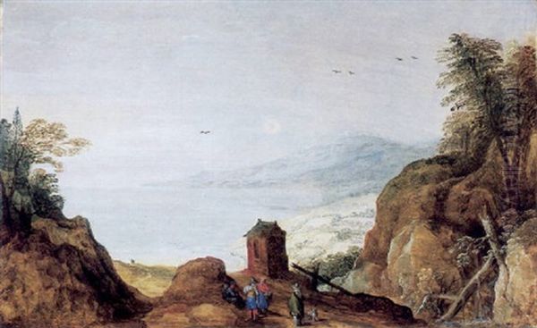 Rastende Fussganger Bei Einem Kleinen Turm Am Meer - view 1