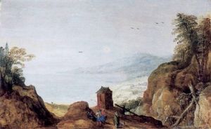 Rastende Fussganger Bei Einem Kleinen Turm Am Meer by Joos de Momper the Younger