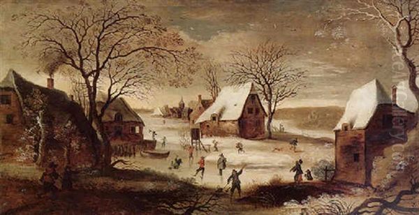 A Village Scene In Winter - view 1
