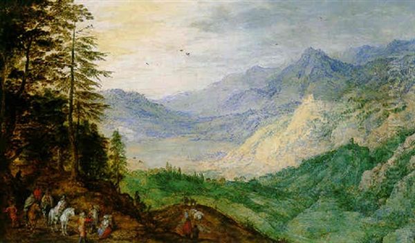 A Mountainous Landscape With Travellers - view 1