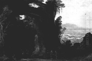 Paysage Montagneaux Avec La Messe Des Pelerins De Saint-jacques De Compostelle by Joos de Momper the Younger