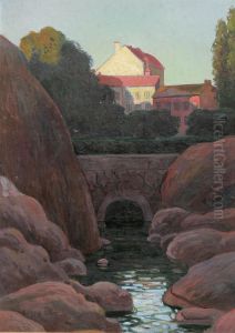 Stadslandskap Med Stenbro by Artur Bianchini