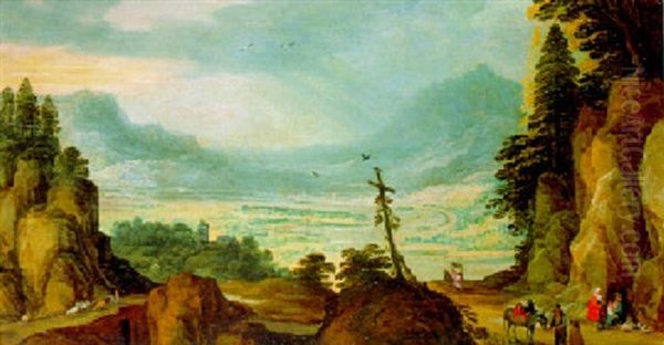 Paysage Montagneux Avec Personnages - view 1