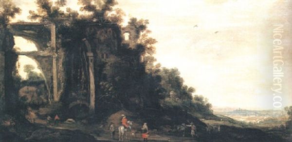 Bergslandskap Med Ryttare - view 1
