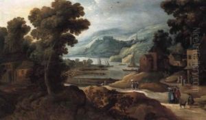 A Valley With Townsfolk Conversing On A Track