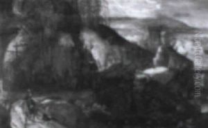 Mountainous River Landscape With A Traveller Giving Alms To A Beggar by Joos de Momper the Younger