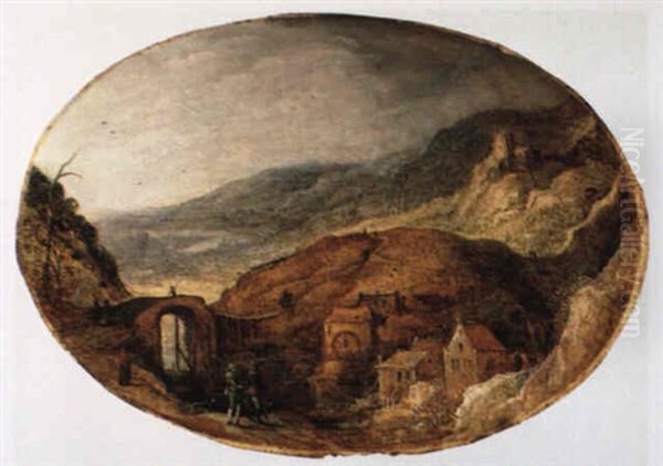 Gebirgslandschaft Mit Wassermuhle An Einem Flus - view 1