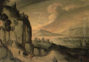 Mountainous Landscape With Travellers On A Track