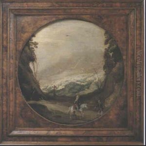 Gebirgslandschaft Mit Reiter Und Einem Bettler