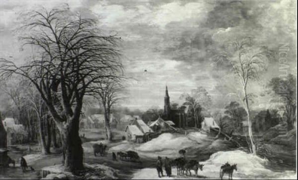 Winter Village Scene - view 1