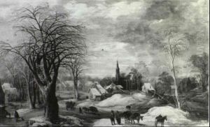 Winter Village Scene by Joos de Momper the Younger