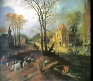 Dorfstrasse Mit Holzfallern