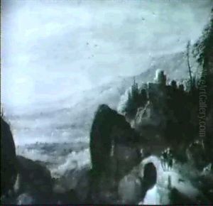 Gebirgslandschaft Mit Einer Burg Gebirgslandschaft Mit Einer Burg