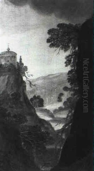 Gebirgslandschaft Mit Einem Turm, Fragment - view 1