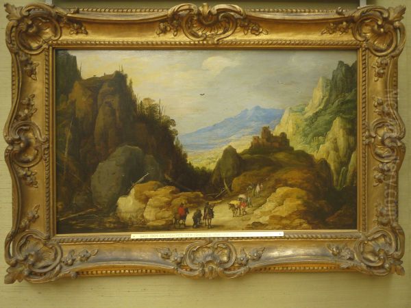 Gebirgslandschaft Mit Reisenden - view 1