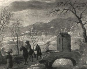 Winter Landscape With Travellers Crossing By A Bridge by Joos de Momper the Younger