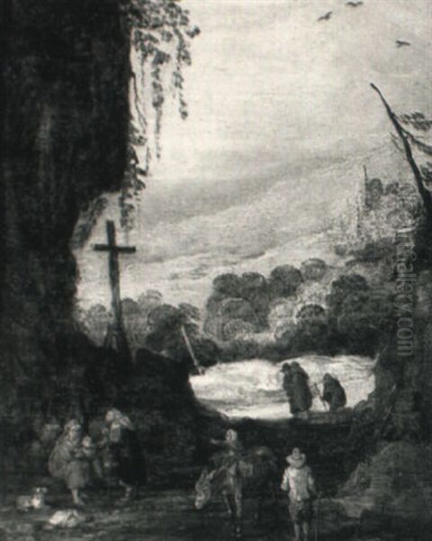 A Mountainous Landscape With Peasants - view 1