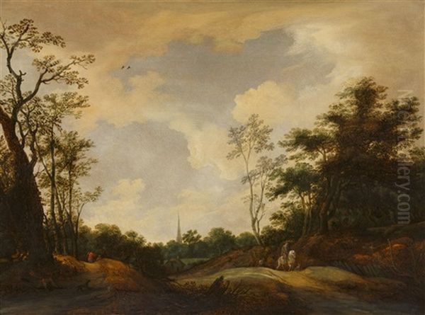 Hilly Landscape With Tall Trees - view 1