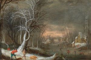 A Winter Landscape With Woodcutters by Frans de Momper