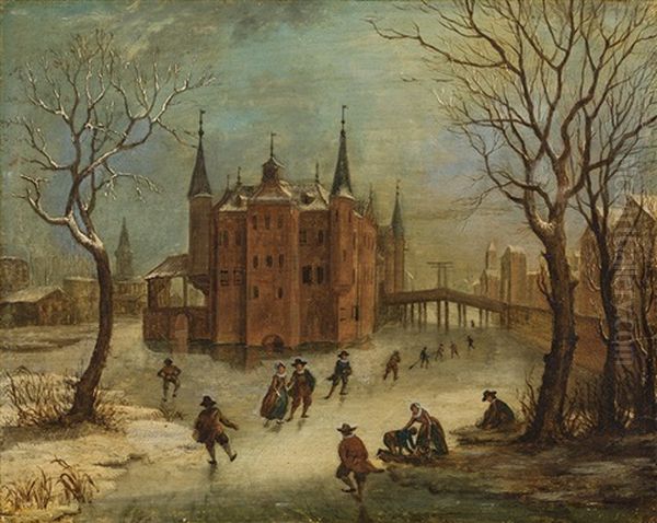 Iced River Landscape With Water Castle - view 1