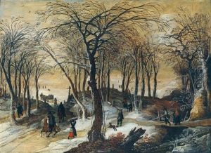 Bewaldete Winterlandschaft Mit Jagern