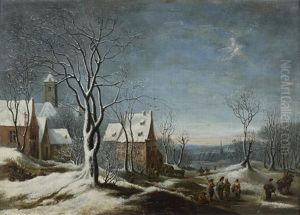 Paysage De Neige Anime De Paysans by Frans de Momper