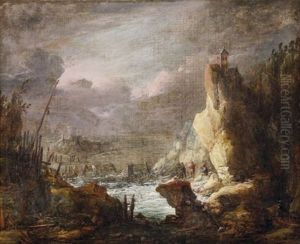 Felsiges Ufer Mit Fischern by Frans de Momper