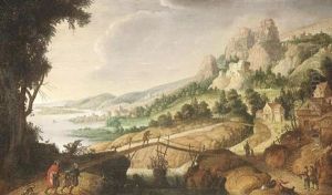 Weite Fluslandschaft Mit Stadten Und Dorfern by Frans de Momper