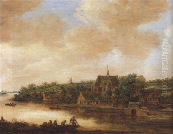 Dorf An Einem Flus Mit Fischern - view 1
