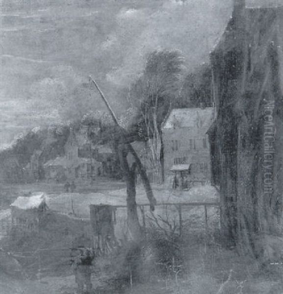 Paysans Dans Un Village Sous La Neige - view 1