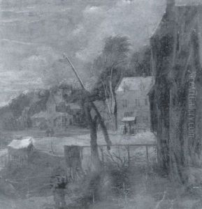 Paysans Dans Un Village Sous La Neige by Frans de Momper