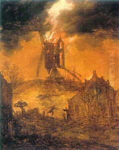 A Burning Mill By Night by Frans de Momper