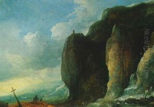 Paysage Des Alpes Avec Voyageurs Au Pied D'un Rocher by Frans de Momper